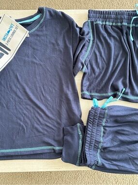 Wallflower Navy Lounge Set with Teal Trim - InstaSoft 3-Piece